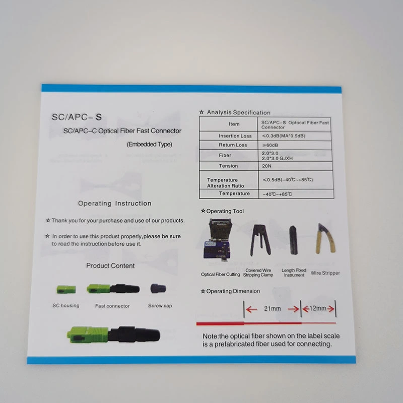 Waterproof Quick Connector Sc/APC Fiber Optic Fast Connector